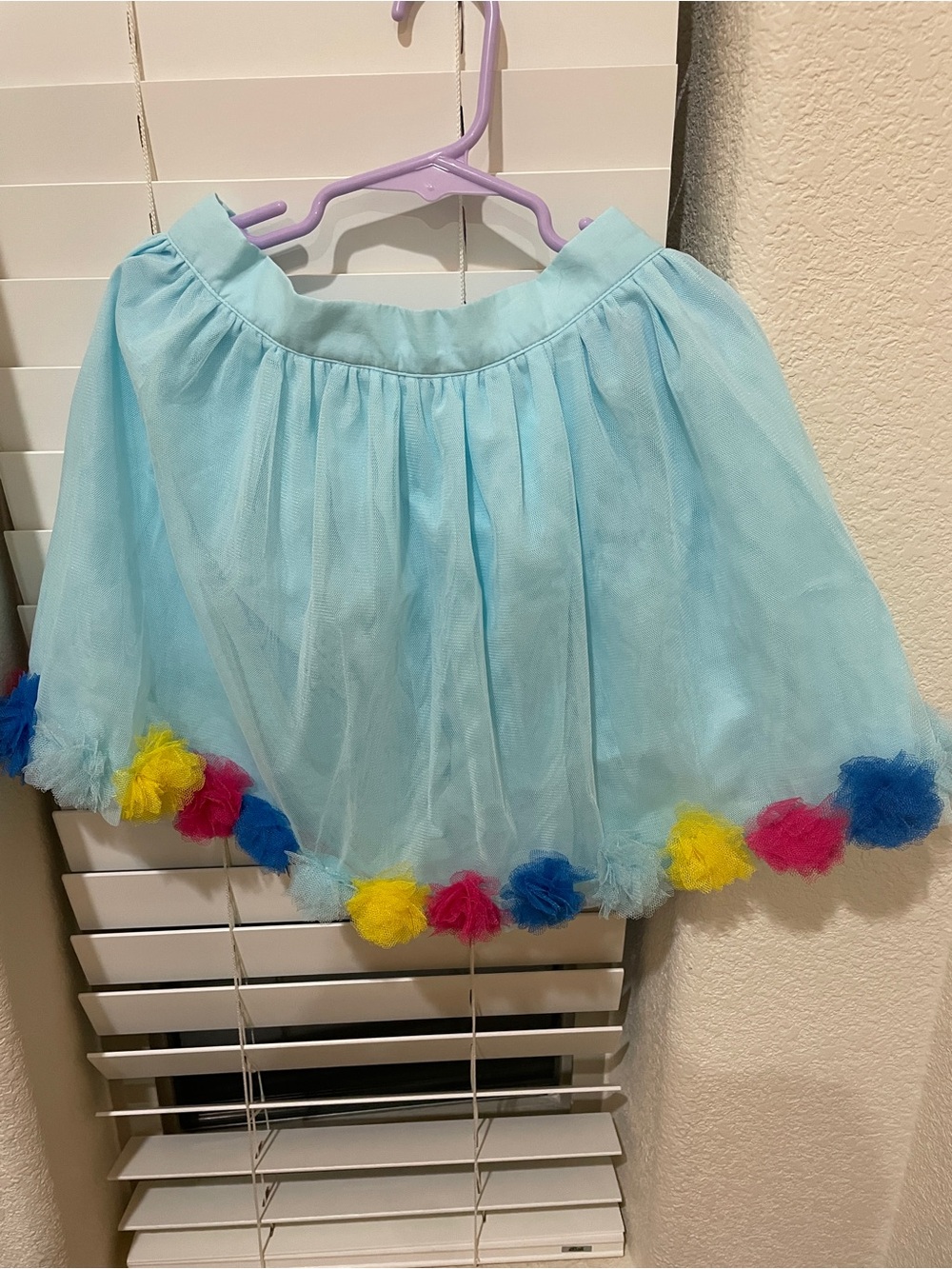 Agatha Ruiz De La Prada Light Blue Tulle Skirt with Multicolor Pom Poms
